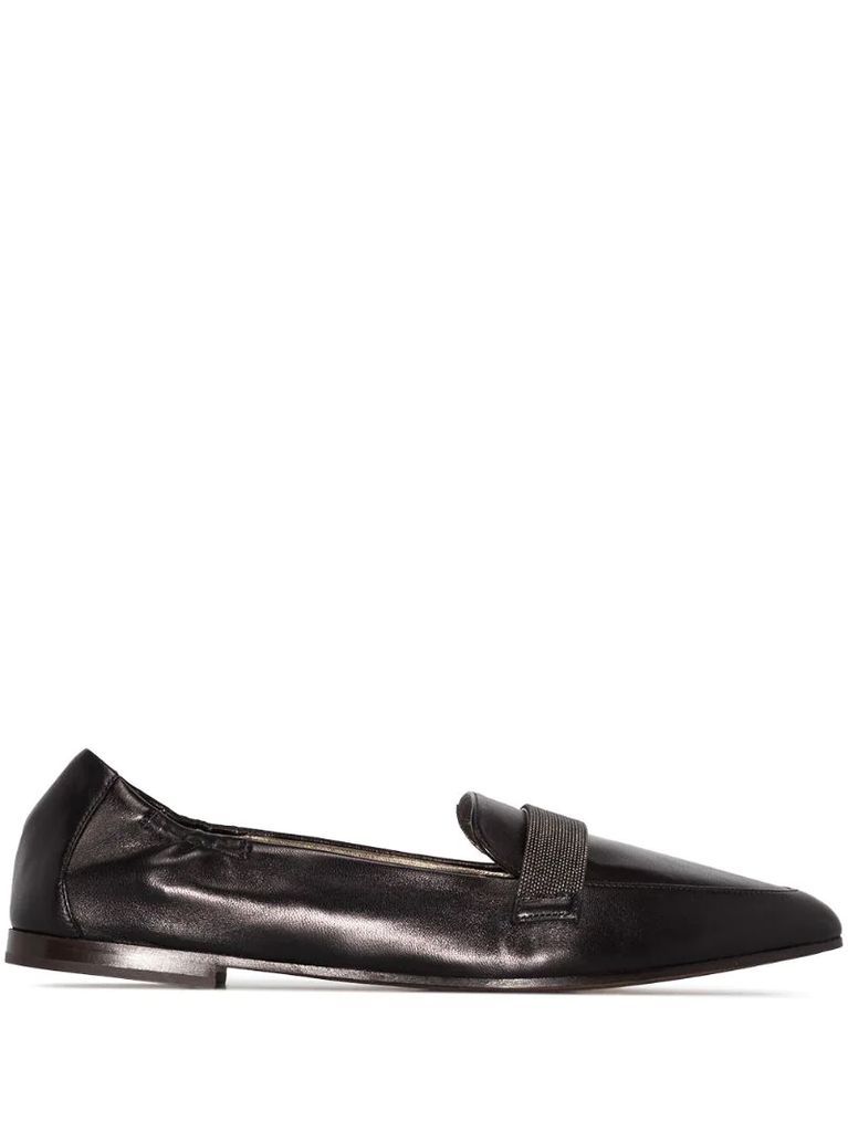 pointed-toe leather loafers
