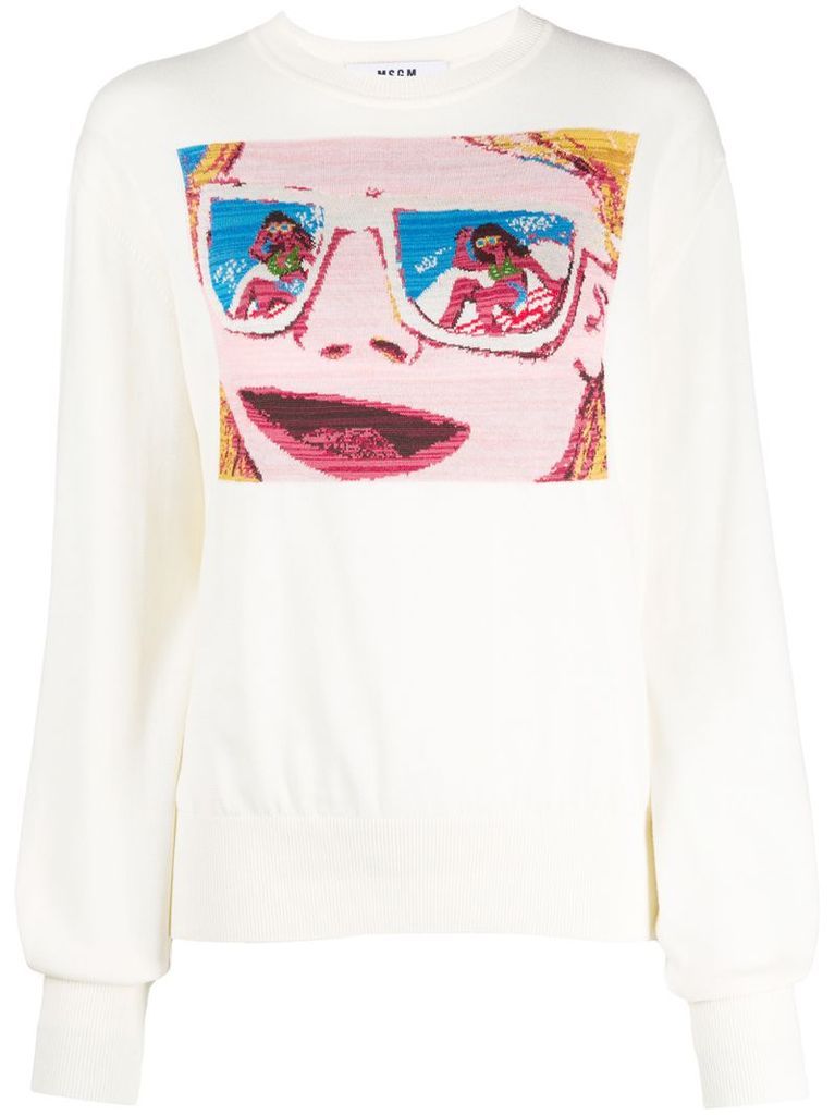 face-jacquard sweater