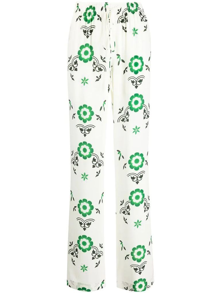 floral print silk palazzo pants