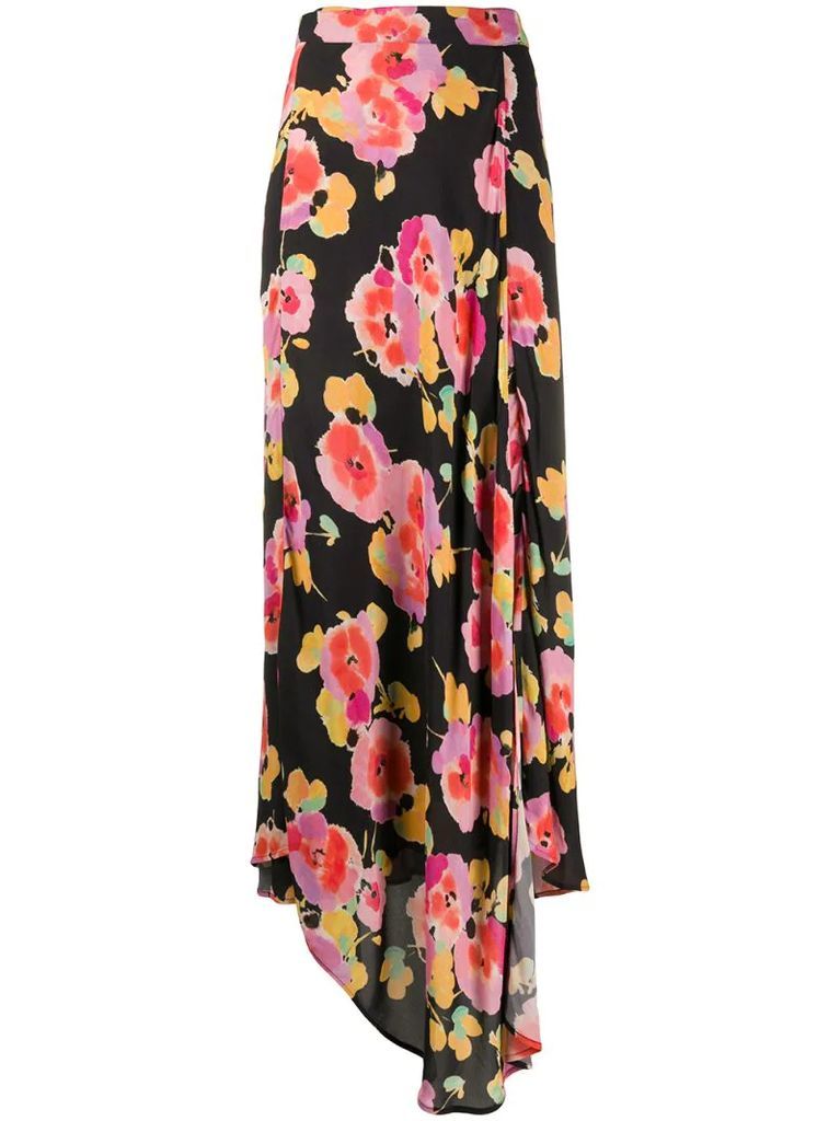 floral print draped skirt