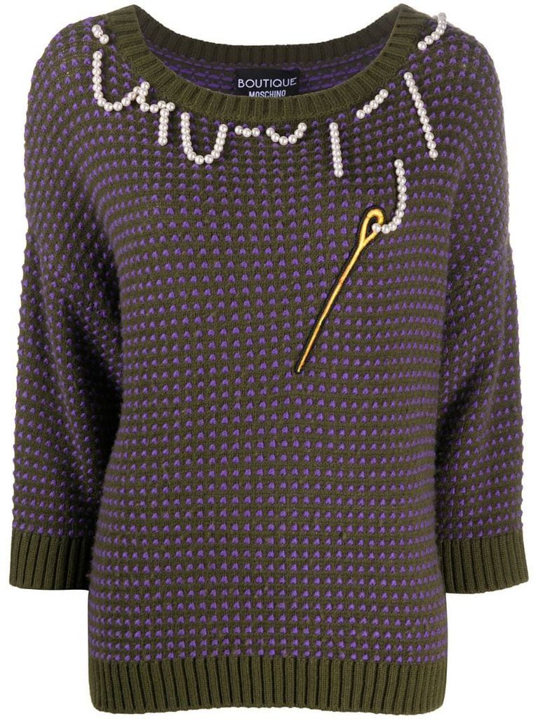embroidered knitted jumper