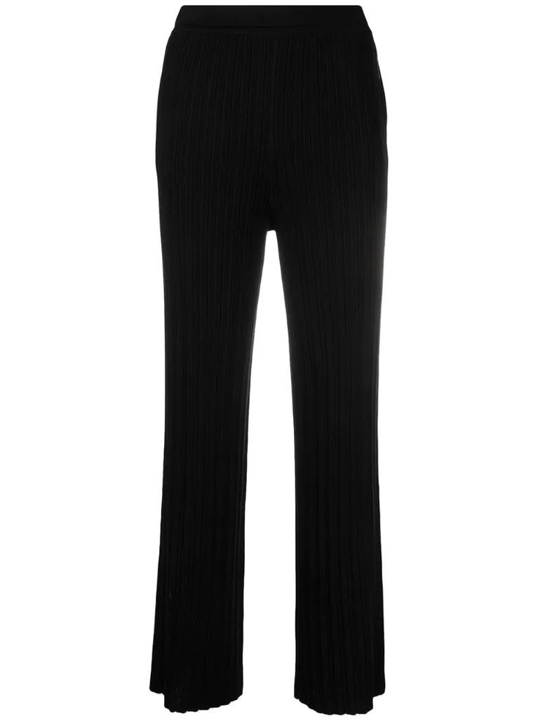 ribbed-knit slip-on trousers