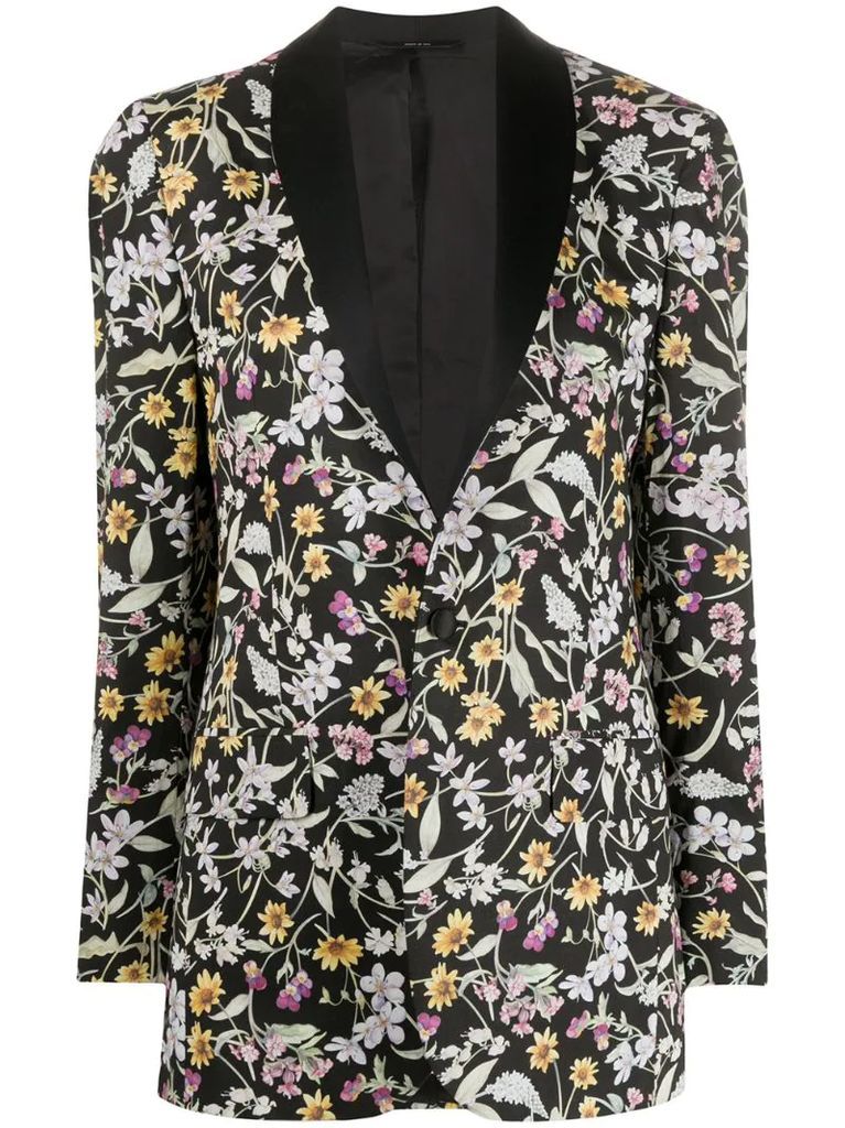 floral-print blazer