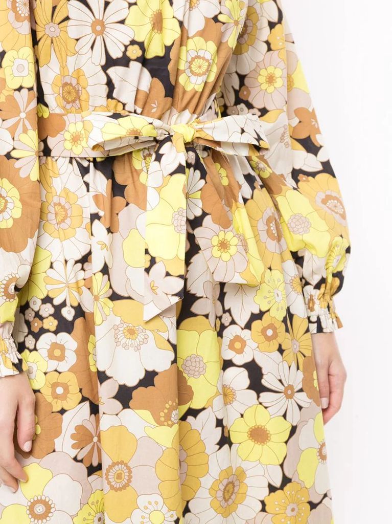 floral-print off-the-shoulder midi dress