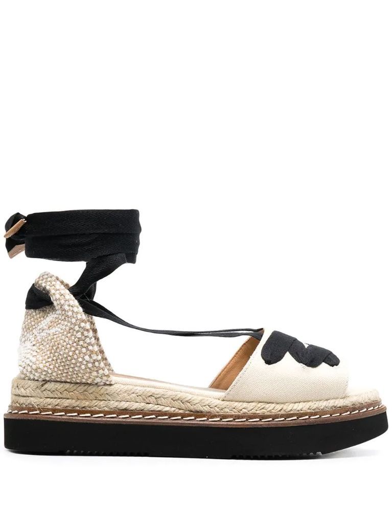 lace-up wedge-heeled espadrille with ankle ties