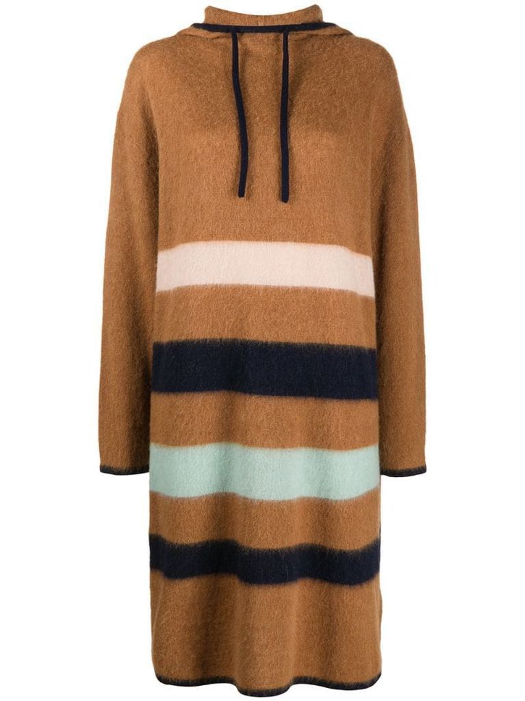 striped hooded knitted dress
