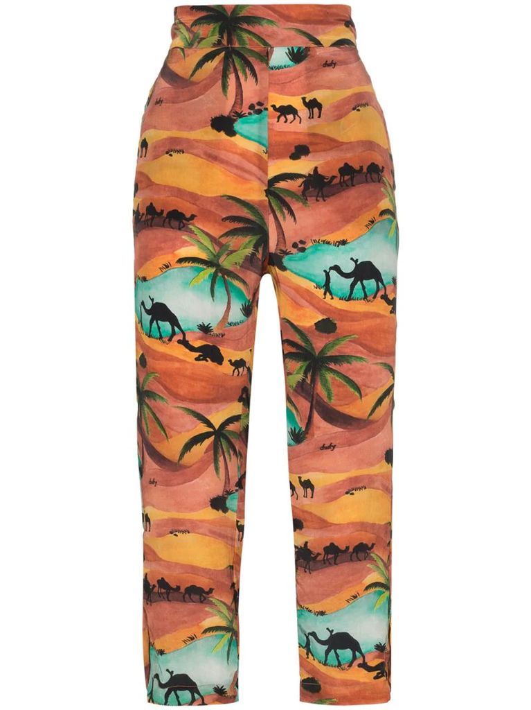 Oasis print cropped trousers