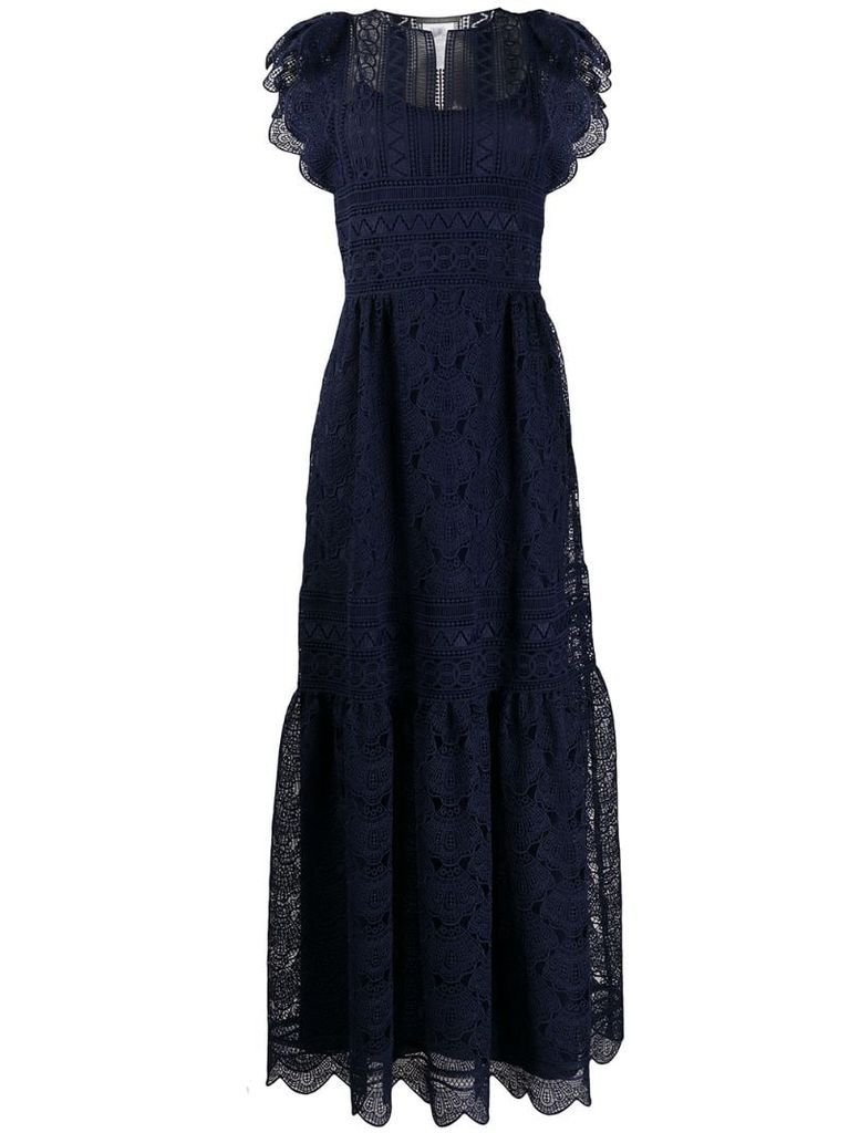 lace panel tiered dress