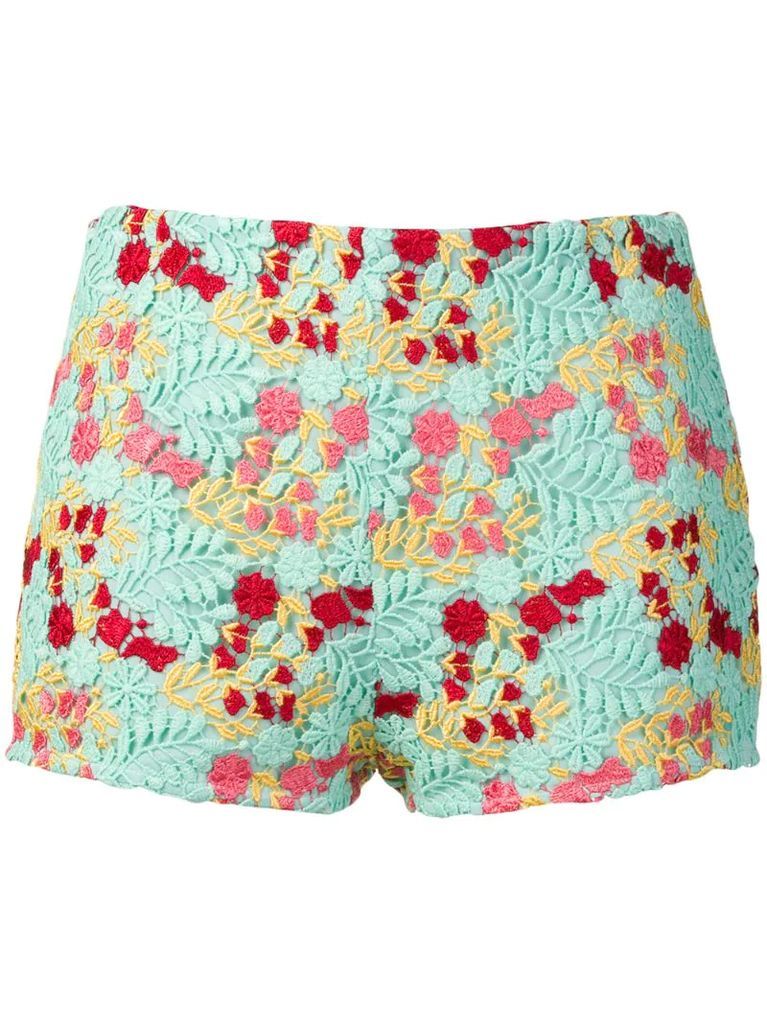 multicoloured embroidered shorts
