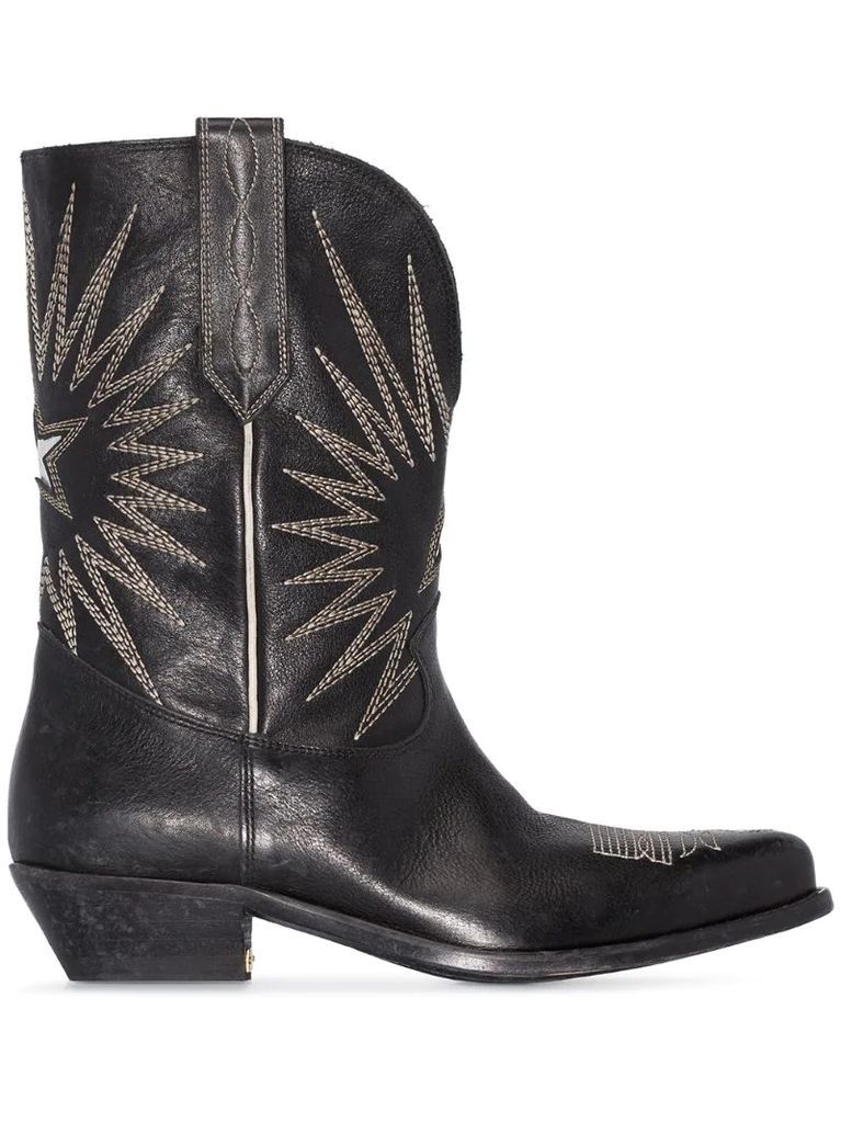Wish Star 40mm embroidered leather cowboy boots