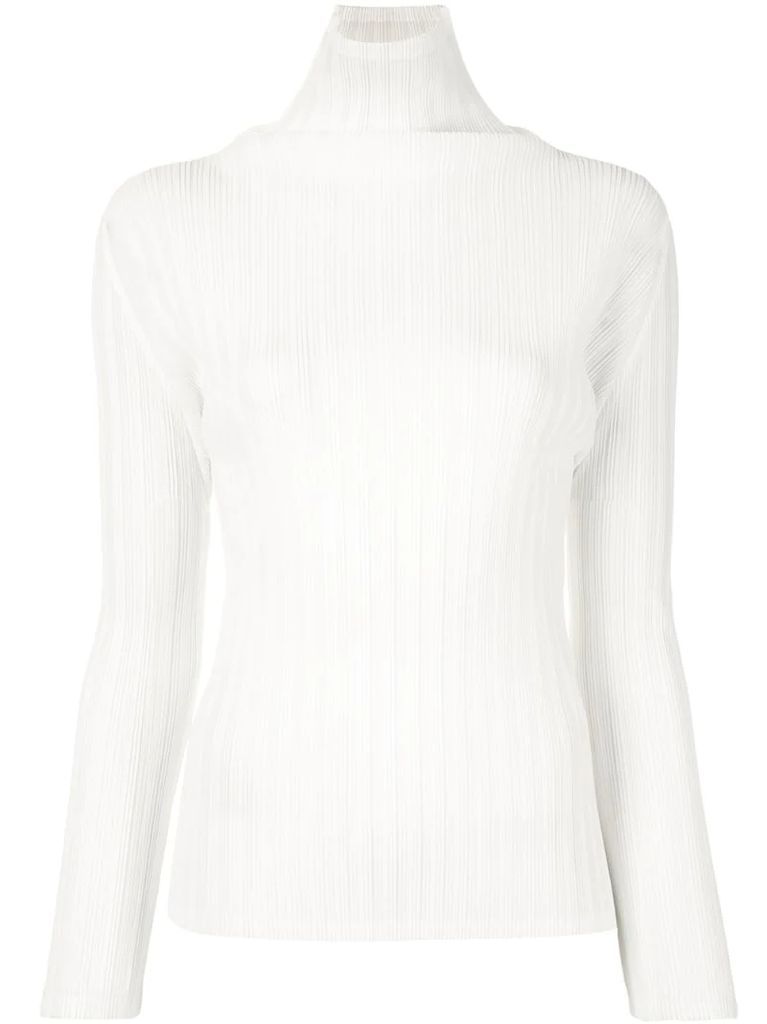 pleated roll neck jumper
