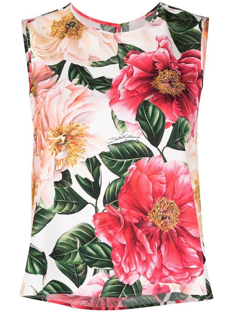 floral-print sleeveless top