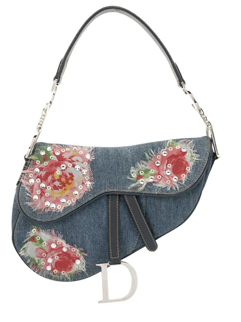 pre-owned floral Saddle bag