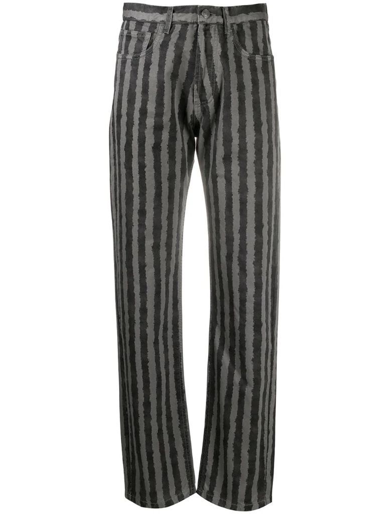 vertical-stripe print trousers