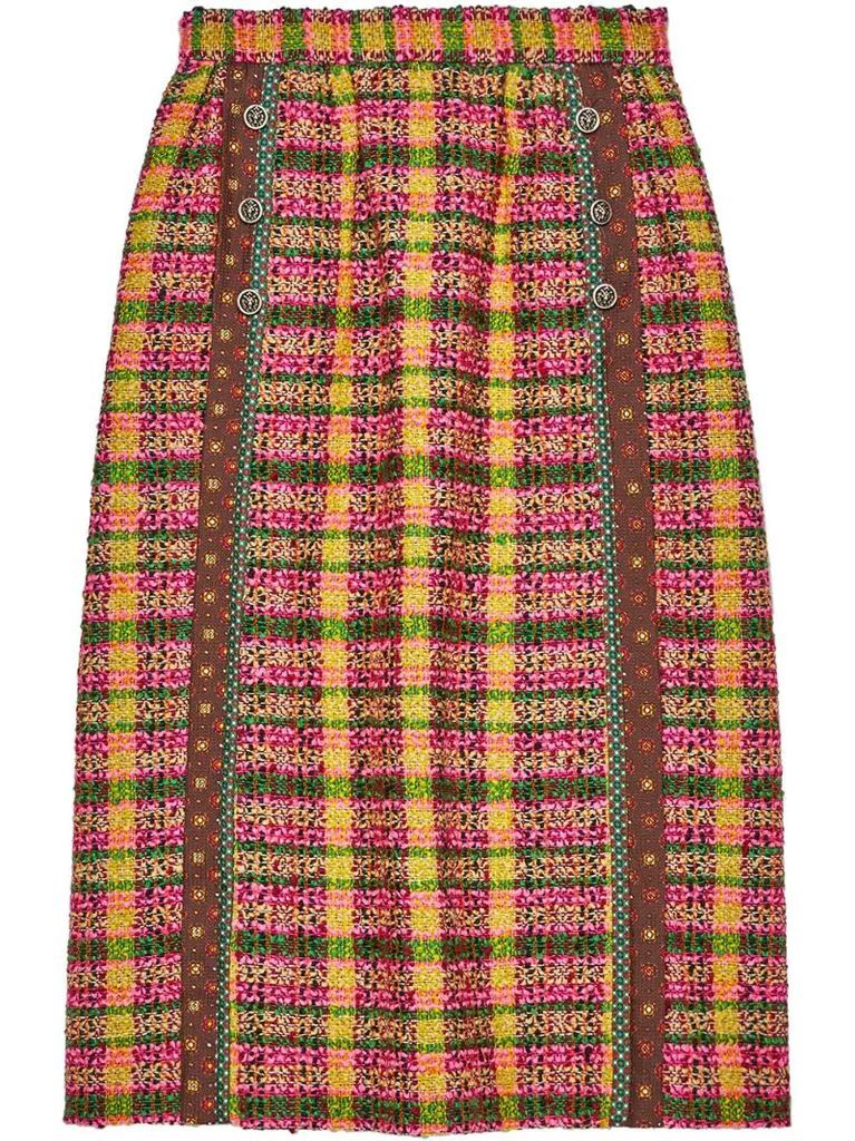 check print tweed skirt