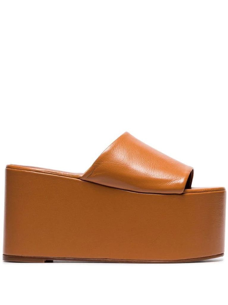 camel brown Blackout 110 leather flatform sandals