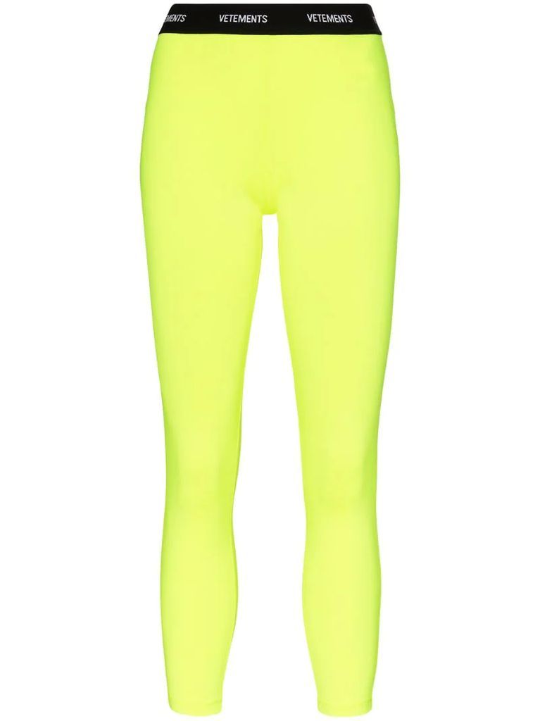 fluorescent logo waistband leggings