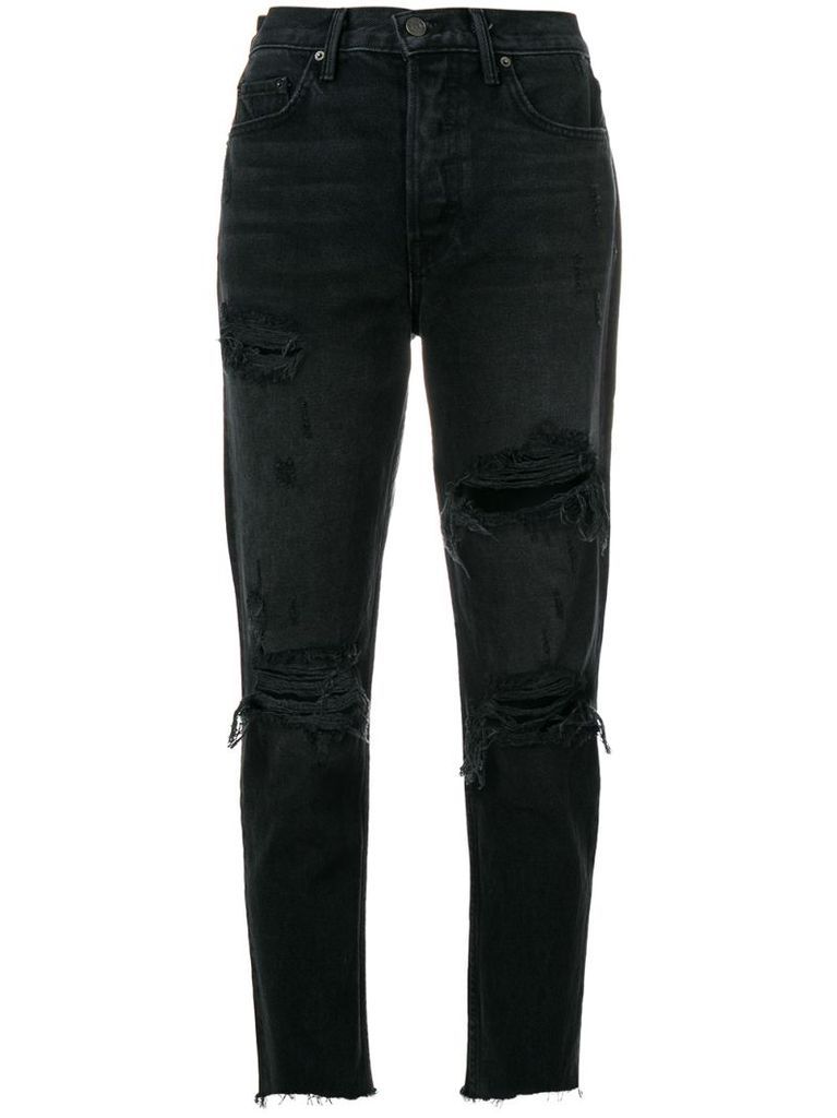 distressed high-rise jeans