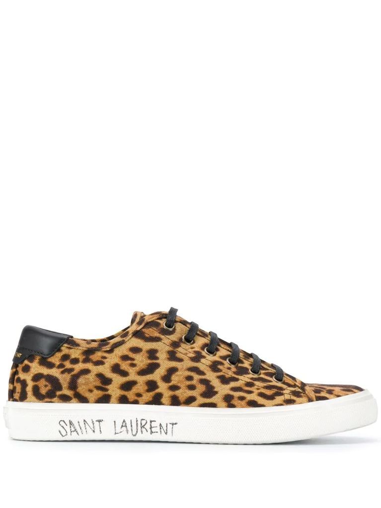 leopard-print lace-up sneakers