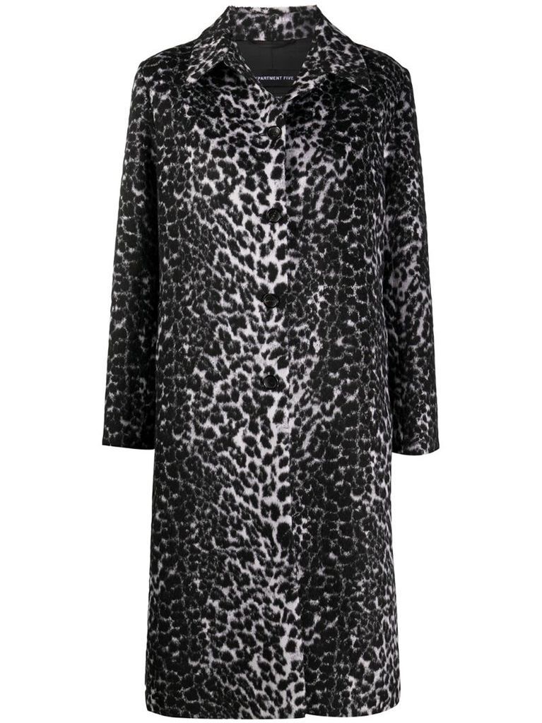 leopard-print single-breasted coat