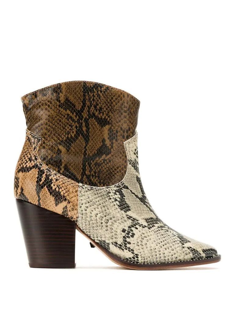 panelled snake effect boots