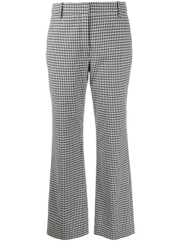 gingham flared trousers