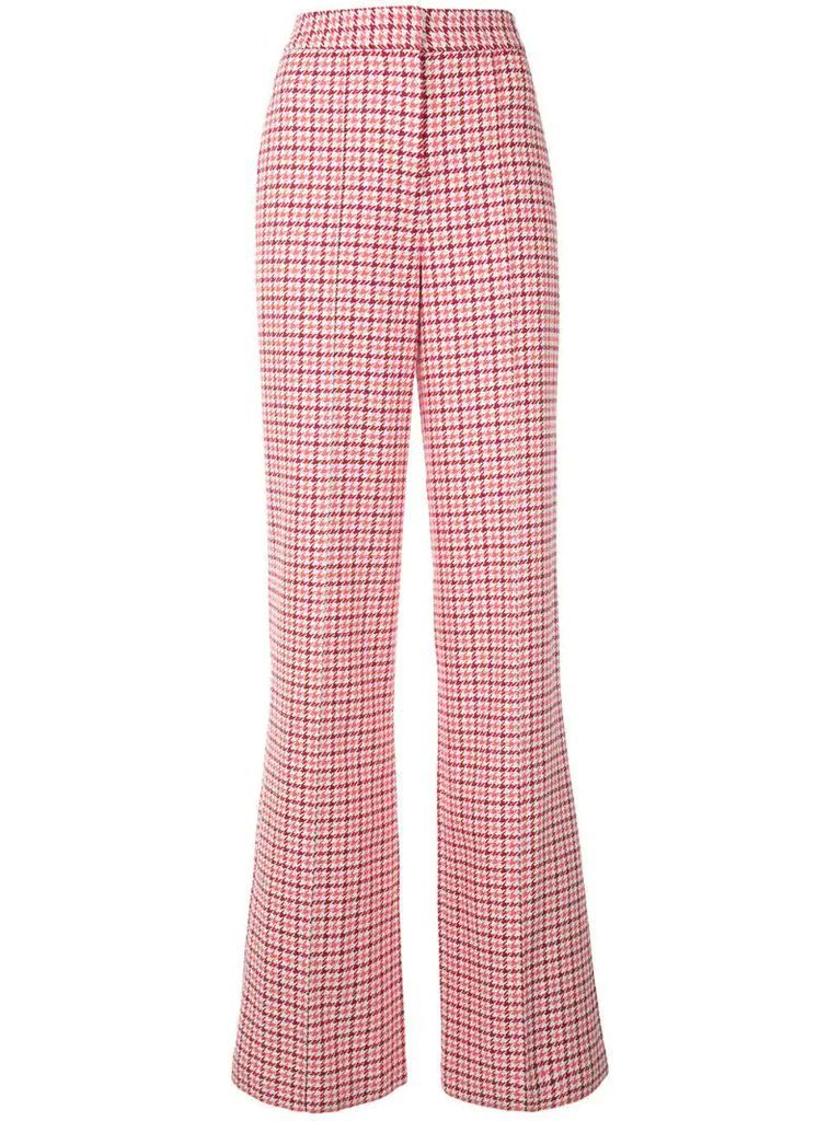 houndstooth wide-leg trousers