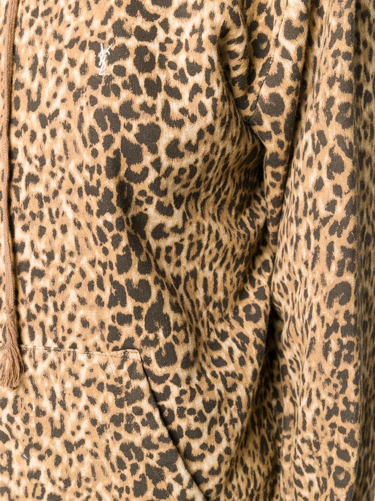 leopard print zip-up hoodie
