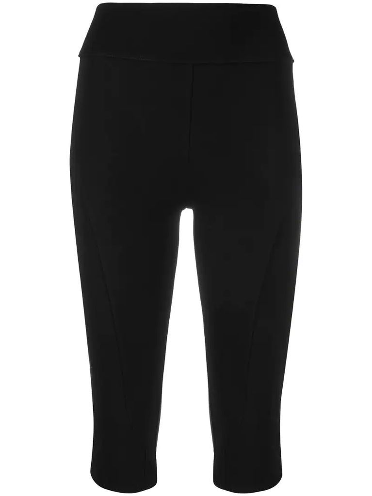 stitched panel cropped leggings