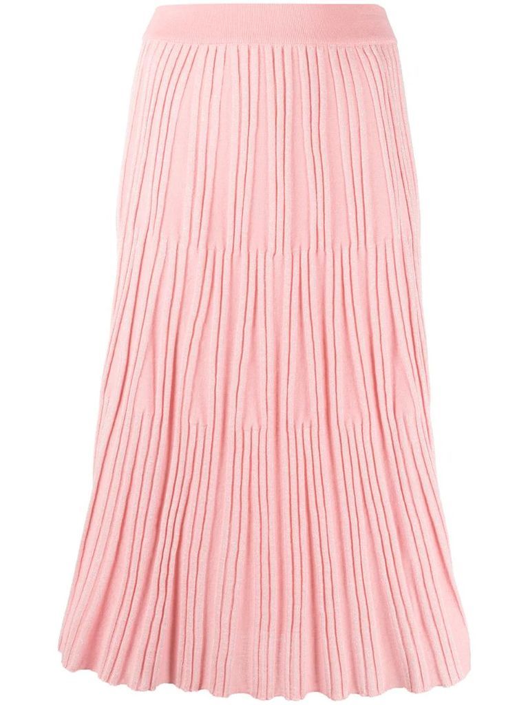 pleated-knit midi skirt