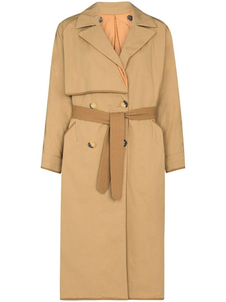 reversible mid-length trench coat