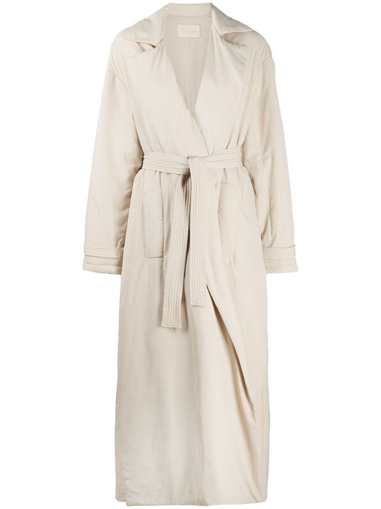 notched-collar belted coat