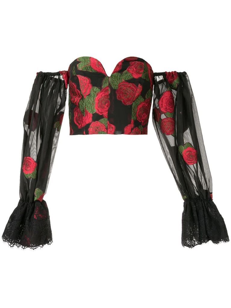 roses off shoulder corset