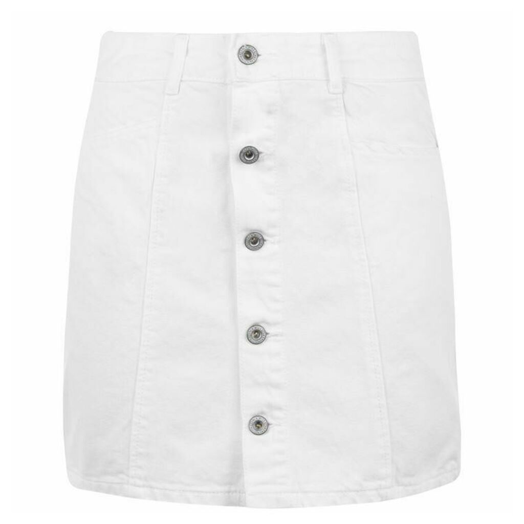 Jack Wills Capenhurst Button Skirt - White