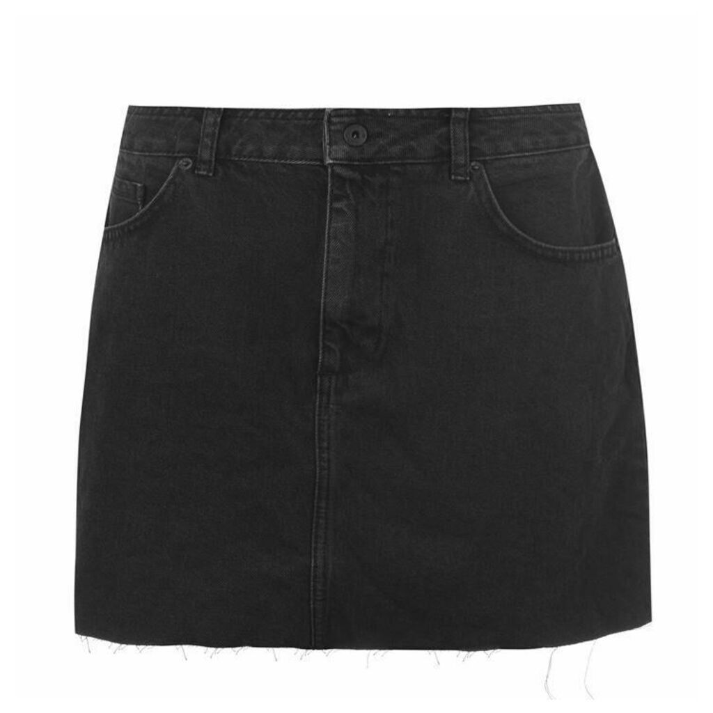 Jack Wills Roxy Raw Hem Denim Skirt - Black