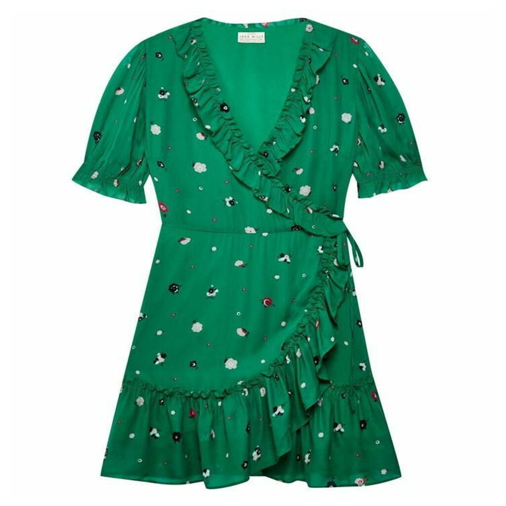 Jack Wills Lilly Ruffle Wrap Dress - Green