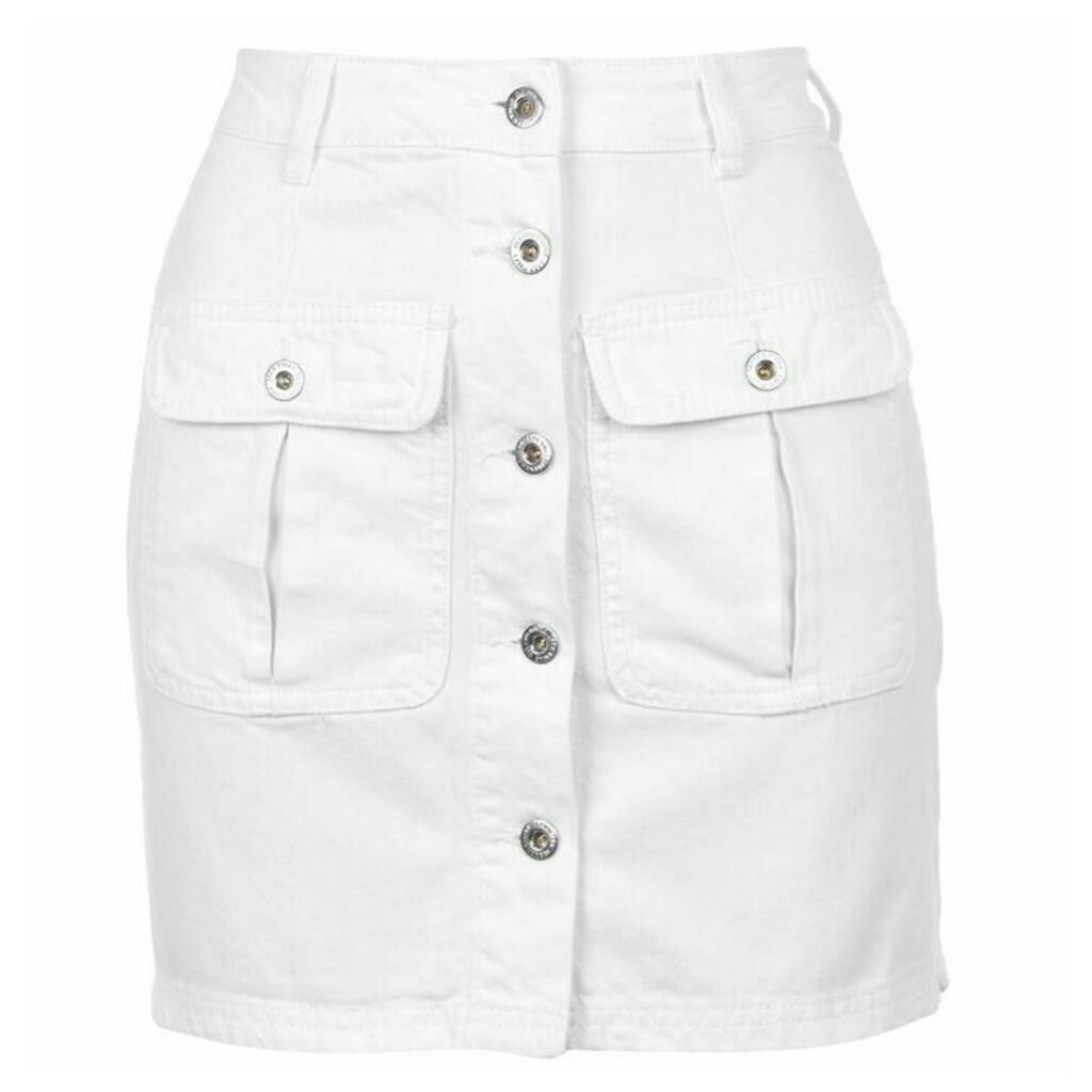 Jack Wills Marden Denim Utiliy Skirt - White