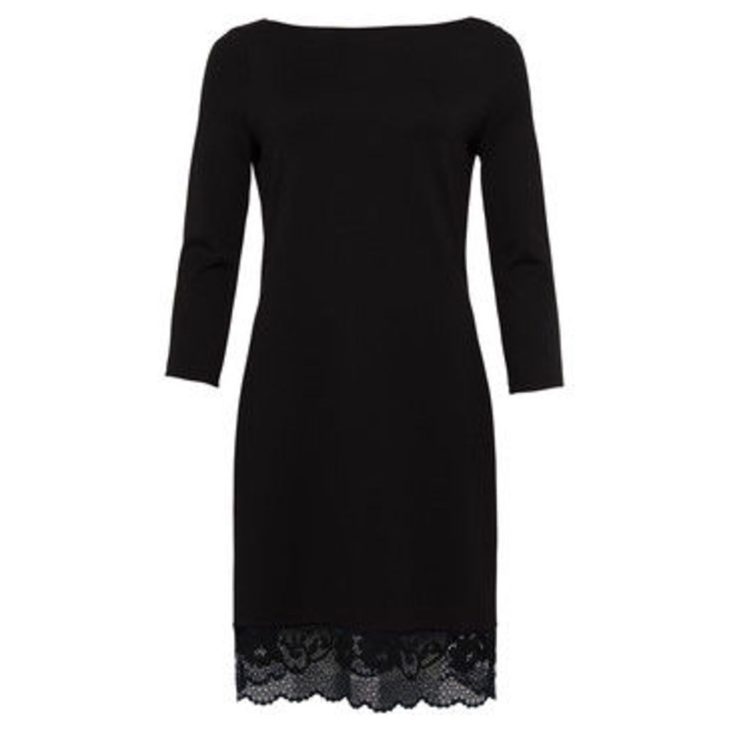 3/4 sleeve dress with lace trim  women's Dress in Black