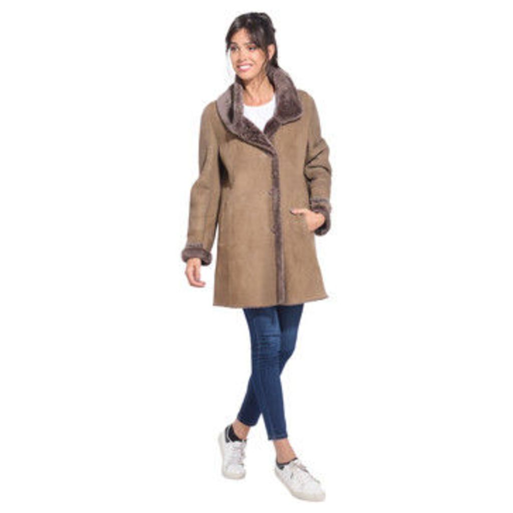 Giovanni  Long coat in sheep leather  women's Coat in Brown