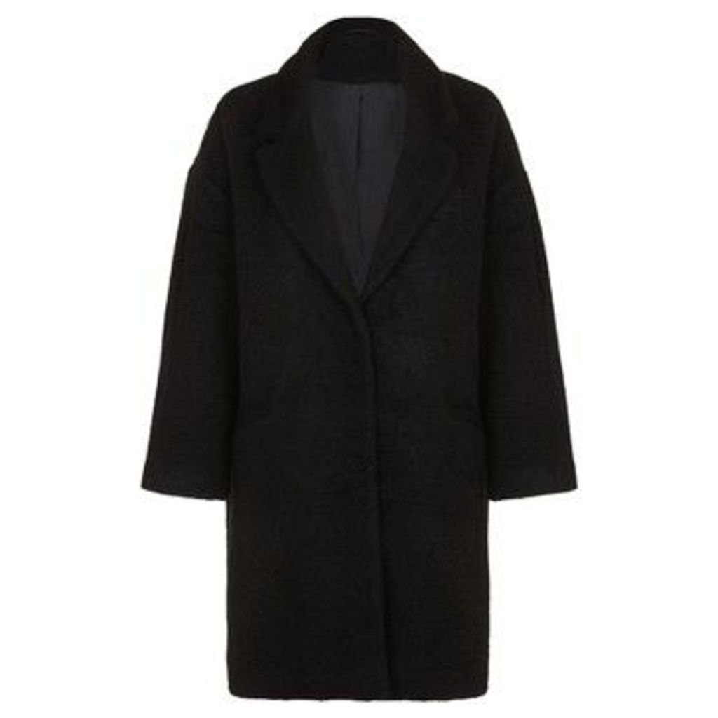 Spice - Womens Faux Mohair Oversized Winter Coat  in Black