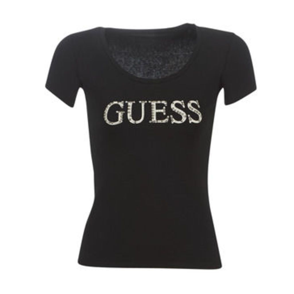 Guess  LOGO  women's T shirt in Black