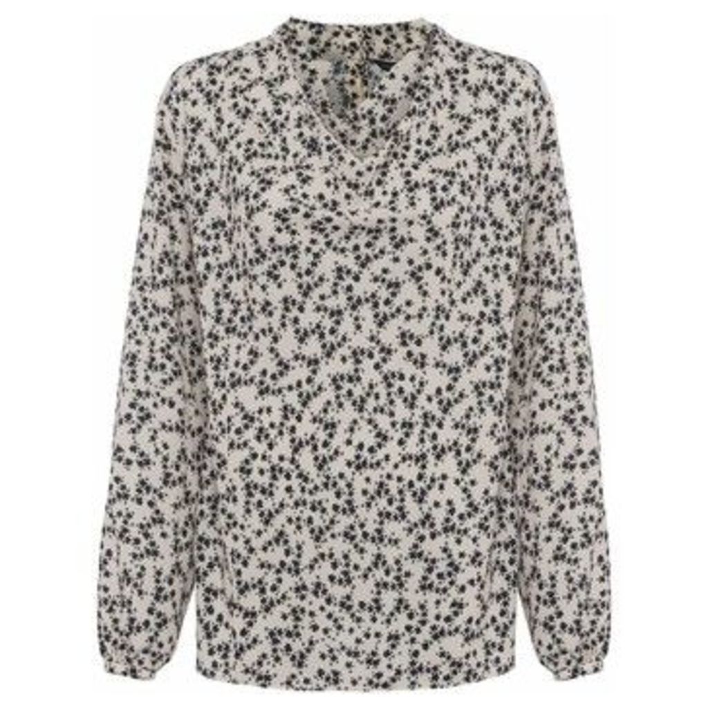 Floral Print Blouse  women's Shirt in White