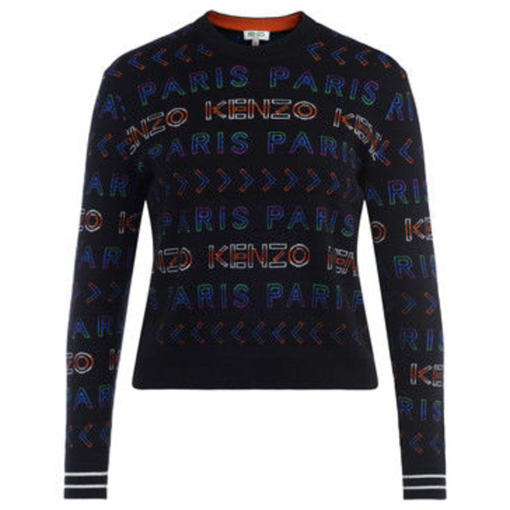 Kenzo  sweater in black wool with multi-colored crew-neck  women's Sweater in Other