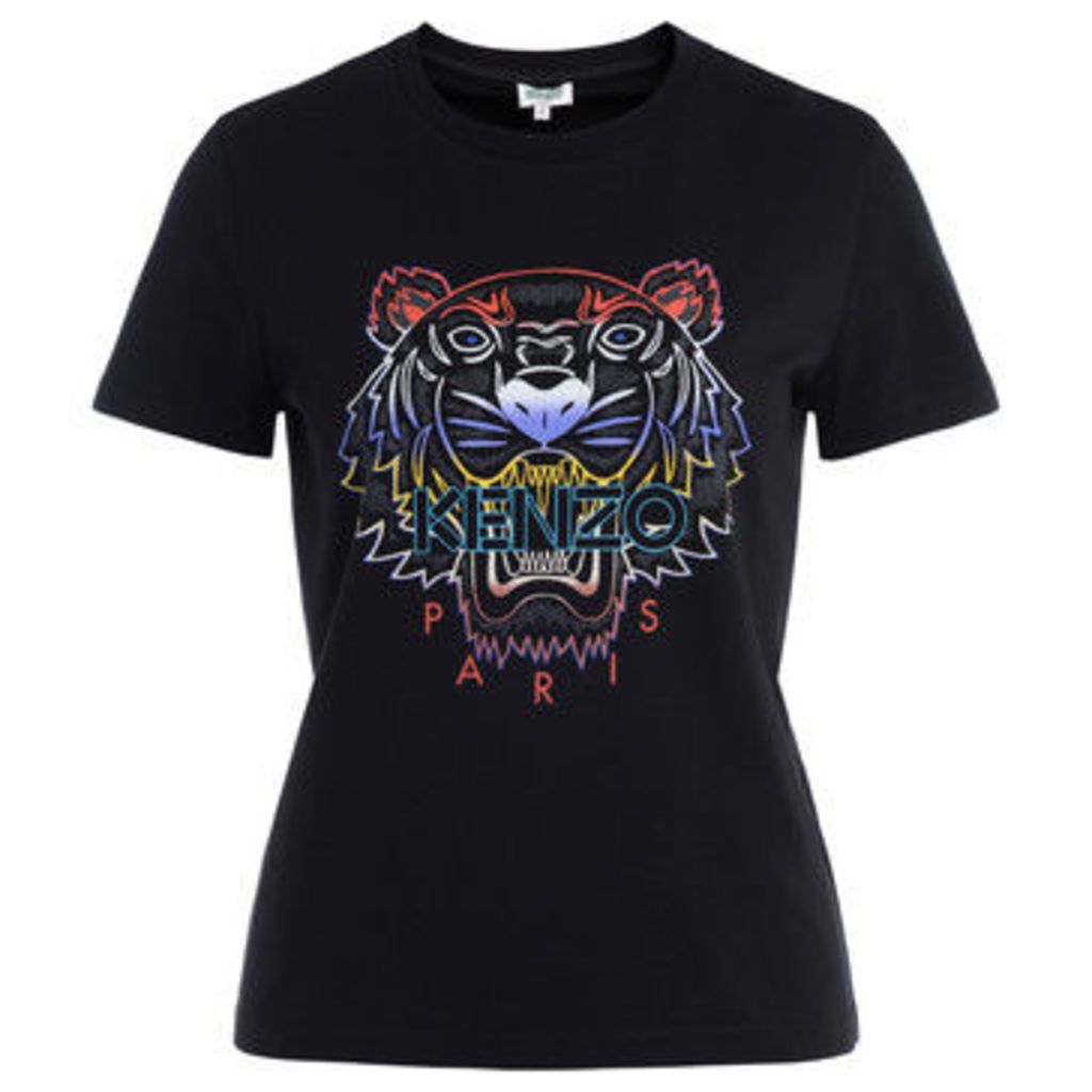 Kenzo  Tigre T shirt in black cotton with front logo  women's T shirt in Black
