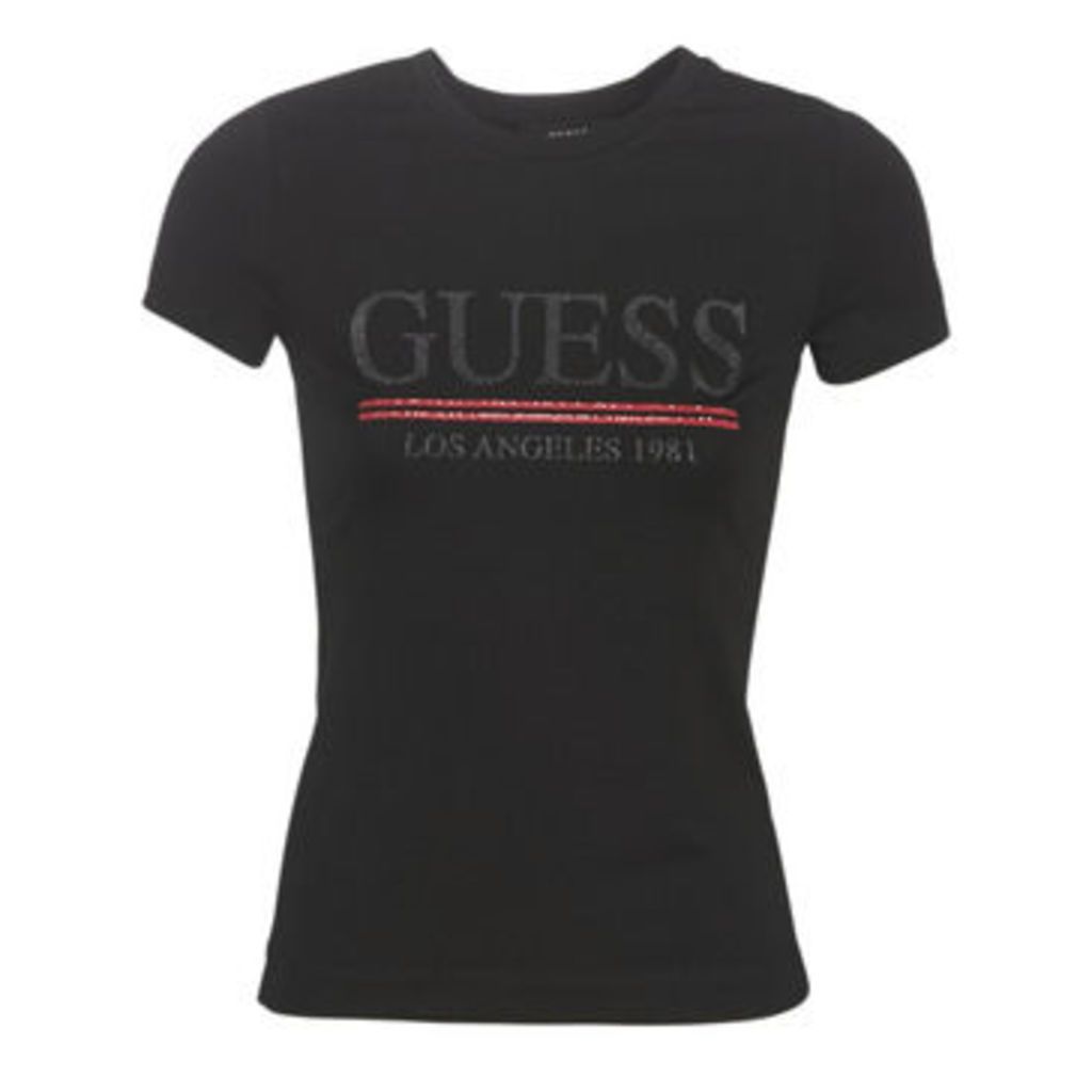 Guess  LOGO  women's T shirt in Black