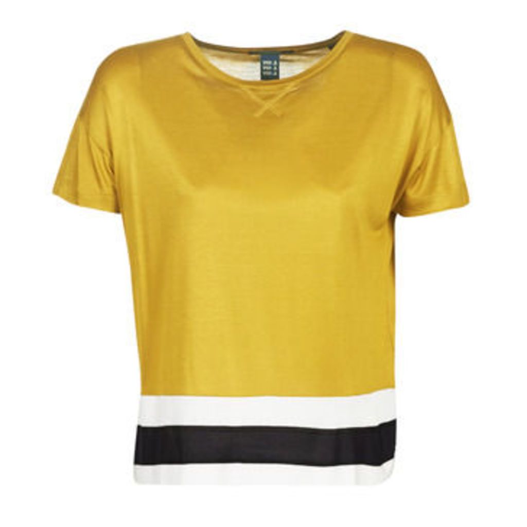 Maison Scotch  CROPPED SHORT SLEEVE TEE WITH RIB BOTTOM HEM  women's Blouse in Yellow