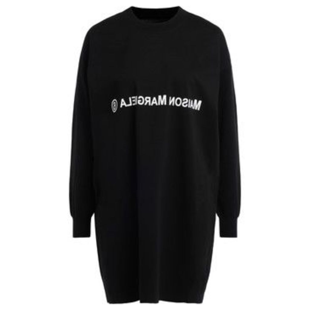 Mm6 Maison Margiela  Maxi sweater in black wool and cotton  women's Sweater in Black