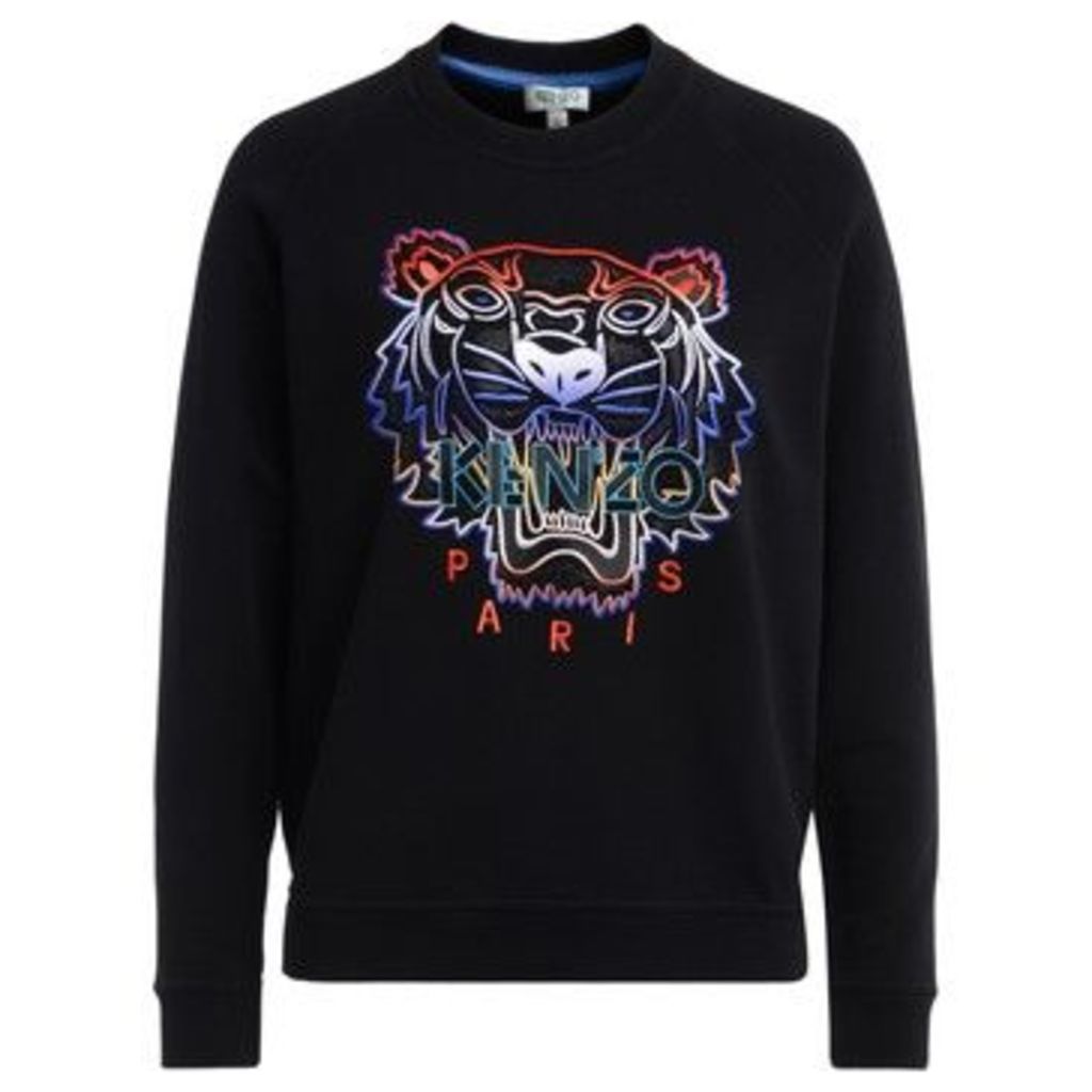 Kenzo  Tigre black sweatshirt with multicolored front embroidery and  women's Sweatshirt in Black