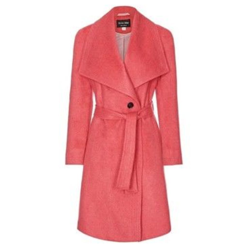 Womens Winter Belted Wrap Coat  women's Trench Coat in Pink