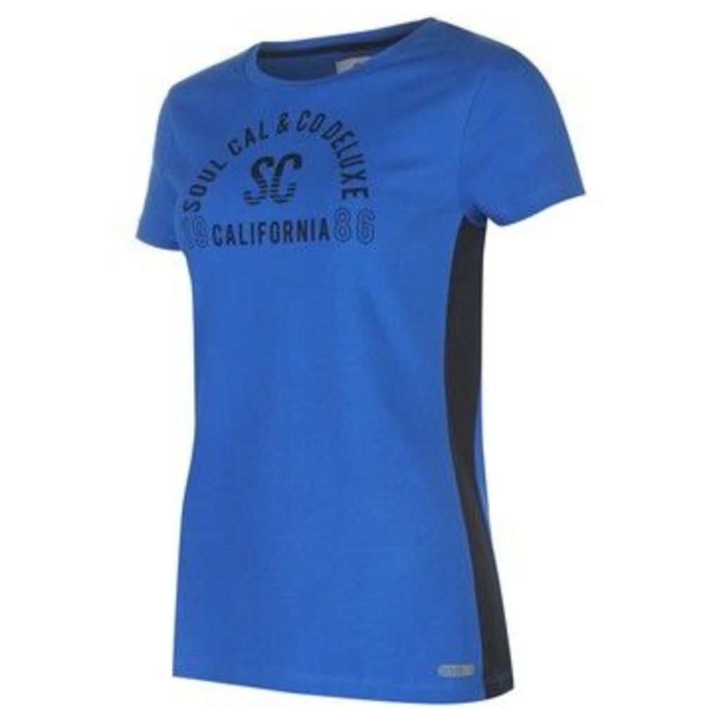 Soulcal  Deluxe Mesh Panel T Shirt  women's T shirt in Blue